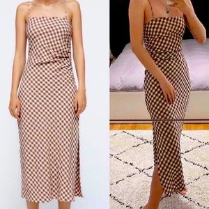 Zara Gingham Midi Dress